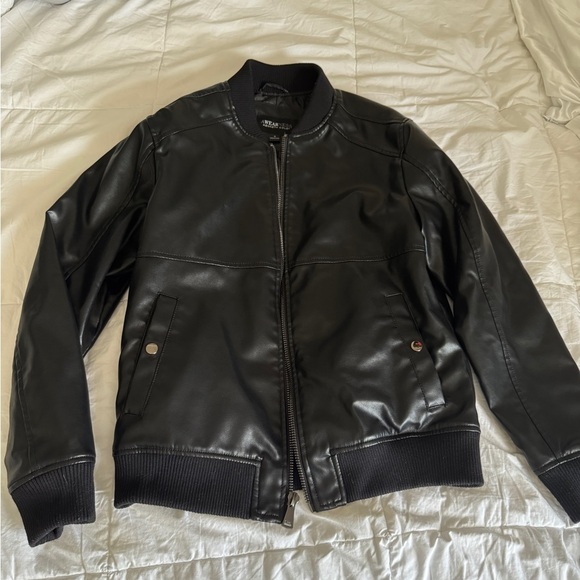 Men's Black Leather Jacket Size Small Full Zip - Picture 1 of 16